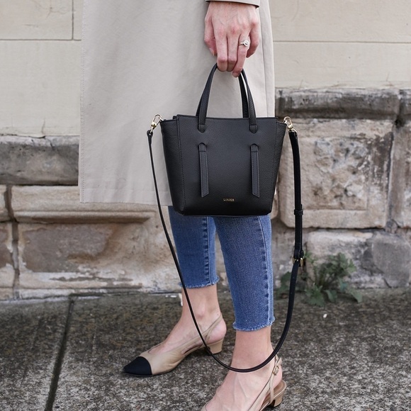 LINJER THE LANA BLACK LEATHER BAG . EUC - Picture 1 of 15